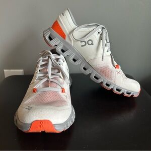 On Cloud X 3 Lightweight Running Shoes in White & Orange